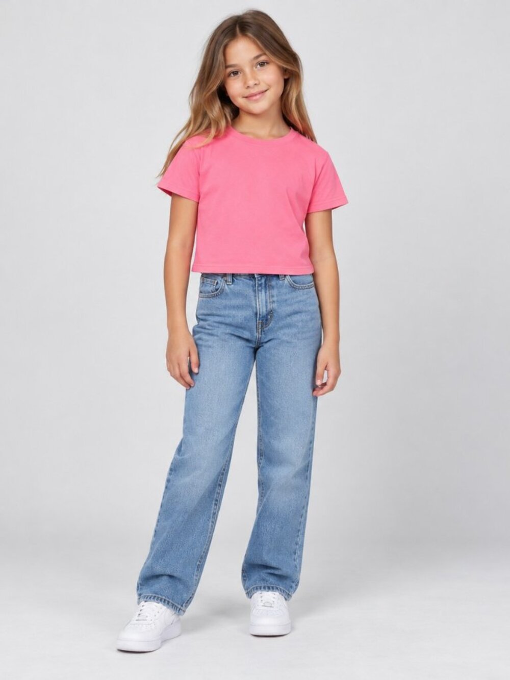SKIMS Pink Youth Small Cotton Stretch Cropped Short Sleeve T-Shirt-NWOT's